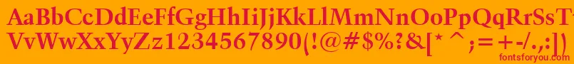 Czcionka Kuenstler480BoldBt – czerwone czcionki na pomarańczowym tle