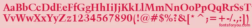 フォントKuenstler480BoldBt – ピンクの背景に赤い文字