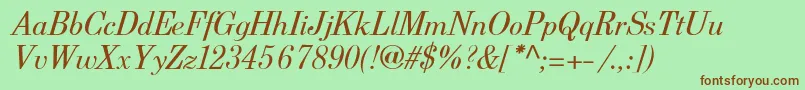 BerenisadfproItalic-Schriftart – Braune Schriften auf grünem Hintergrund