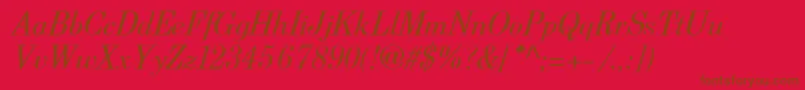 BerenisadfproItalic-Schriftart – Braune Schriften auf rotem Hintergrund