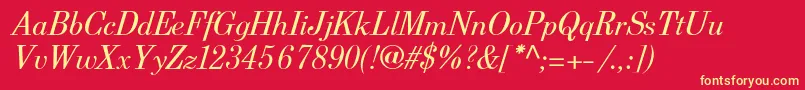 Fonte BerenisadfproItalic – fontes amarelas em um fundo vermelho