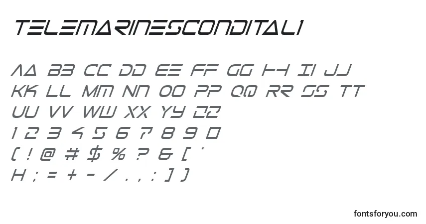 Czcionka Telemarinescondital1 – alfabet, cyfry, specjalne znaki