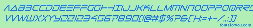 Шрифт Telemarinescondital1 – синие шрифты на зелёном фоне