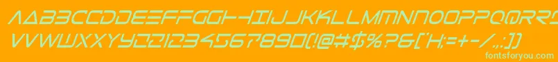 Telemarinescondital1-Schriftart – Grüne Schriften auf orangefarbenem Hintergrund