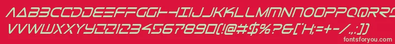 フォントTelemarinescondital1 – 赤い背景に緑の文字