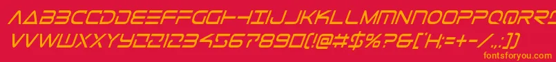 フォントTelemarinescondital1 – 赤い背景にオレンジの文字