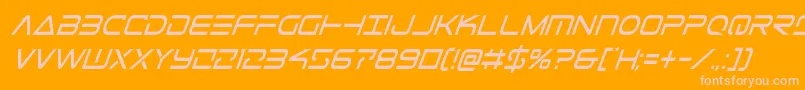 Telemarinescondital1-fontti – vaaleanpunaiset fontit oranssilla taustalla