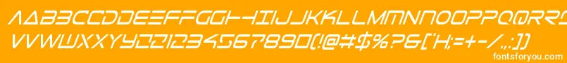 Telemarinescondital1-Schriftart – Weiße Schriften auf orangefarbenem Hintergrund