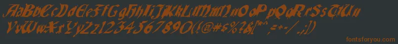 Quaelgothicitalics-Schriftart – Braune Schriften auf schwarzem Hintergrund