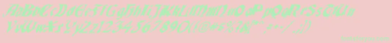 Quaelgothicitalics-Schriftart – Grüne Schriften auf rosa Hintergrund