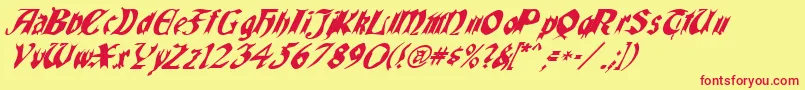 Quaelgothicitalics Font – Red Fonts on Yellow Background