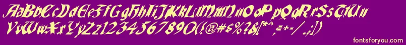 Quaelgothicitalics Font – Yellow Fonts on Purple Background