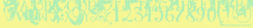 EgDragonCaps Font – Green Fonts on Yellow Background