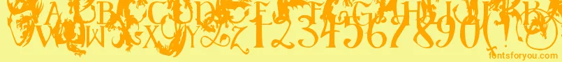 EgDragonCaps Font – Orange Fonts on Yellow Background