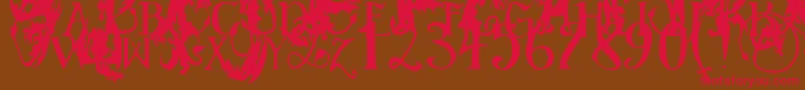 EgDragonCaps Font – Red Fonts on Brown Background