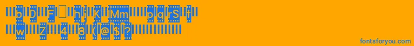 Weitere Informationen zur FilmstripDemo-Schriftart FilmstripDemo-Schriftart – Blaue Schriften auf orangefarbenem Hintergrund