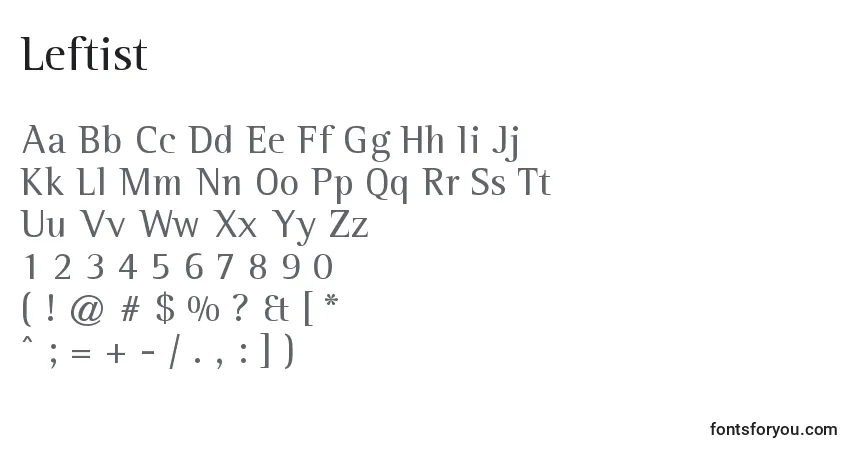 Leftist Font – alphabet, numbers, special characters