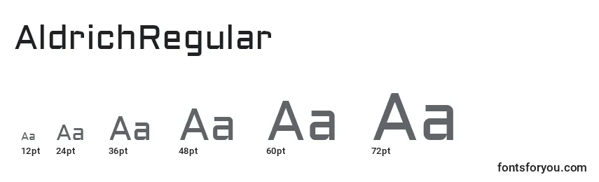 Размеры шрифта AldrichRegular