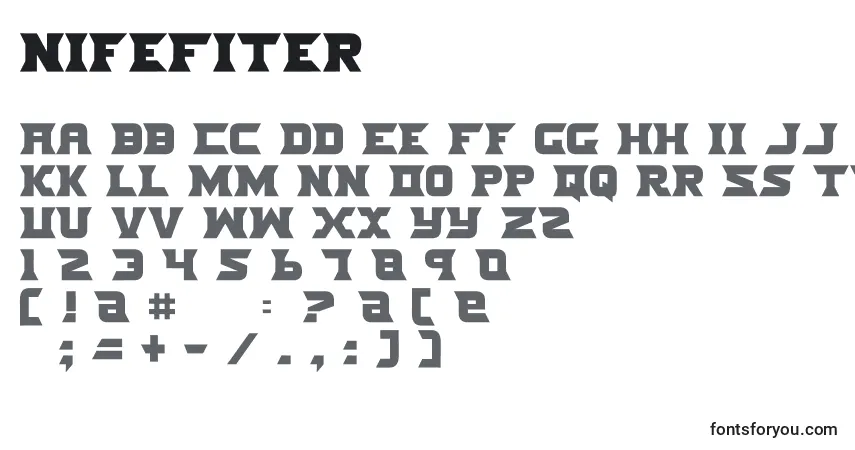 Schriftart NifeFiter – Alphabet, Zahlen, spezielle Symbole