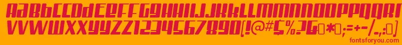 MisterfirleyRegular-Schriftart – Rote Schriften auf orangefarbenem Hintergrund