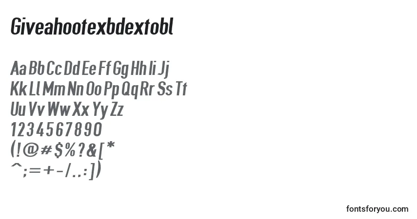 Schriftart Giveahootexbdextobl – Alphabet, Zahlen, spezielle Symbole