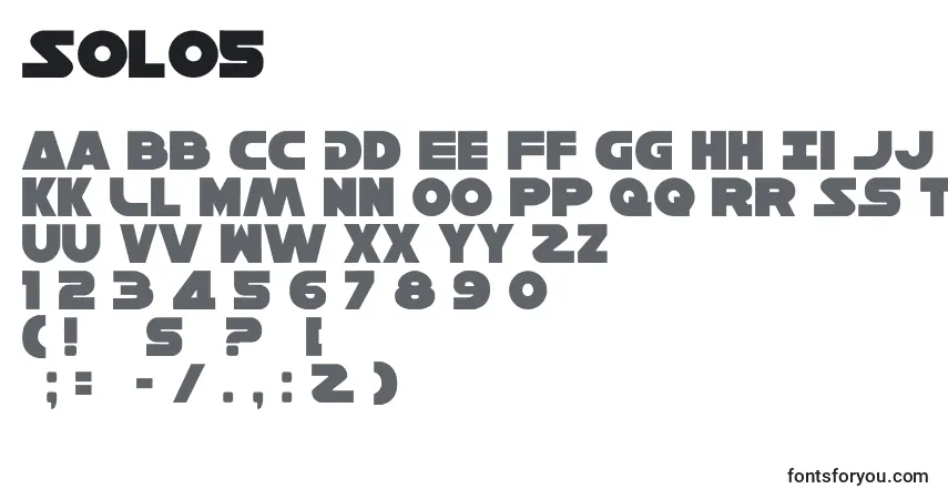 Czcionka Solo5 – alfabet, cyfry, specjalne znaki