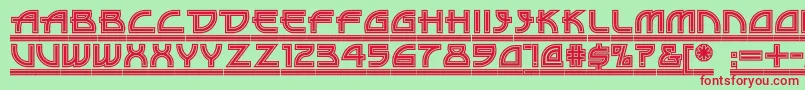 フォントDriveThruNf – 赤い文字の緑の背景