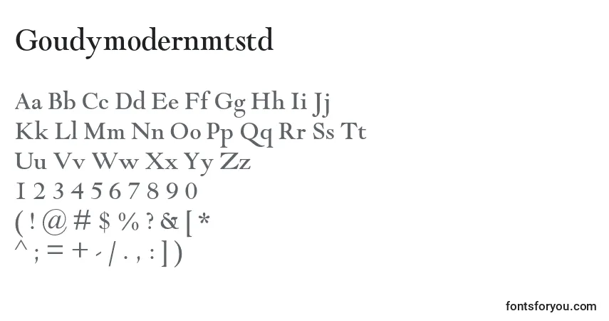A fonte Goudymodernmtstd – alfabeto, números, caracteres especiais