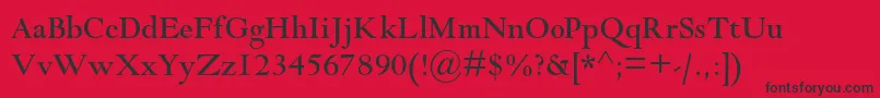 フォントGoudymodernmtstd – 赤い背景に黒い文字