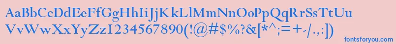 フォントGoudymodernmtstd – ピンクの背景に青い文字
