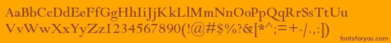 Goudymodernmtstd-fontti – ruskeat fontit oranssilla taustalla