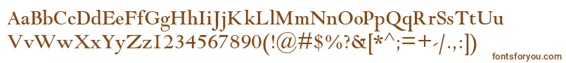 Goudymodernmtstd-fontti – ruskeat fontit valkoisella taustalla