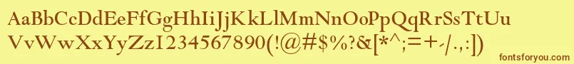 Goudymodernmtstd-fontti – ruskeat fontit keltaisella taustalla