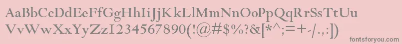Goudymodernmtstd-fontti – harmaat kirjasimet vaaleanpunaisella taustalla