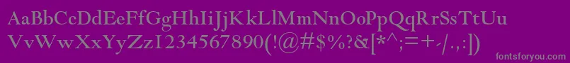 フォントGoudymodernmtstd – 紫の背景に灰色の文字