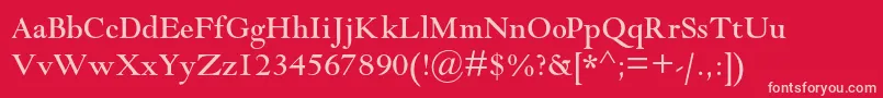 Goudymodernmtstd-fontti – vaaleanpunaiset fontit punaisella taustalla