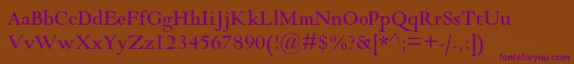 Goudymodernmtstd Font – Purple Fonts on Brown Background