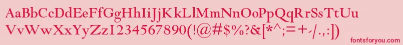 フォントGoudymodernmtstd – ピンクの背景に赤い文字