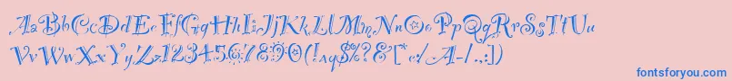 PartyLetPlain.1.0-Schriftart – Blaue Schriften auf rosa Hintergrund