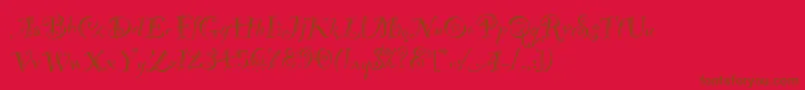PartyLetPlain.1.0-Schriftart – Braune Schriften auf rotem Hintergrund