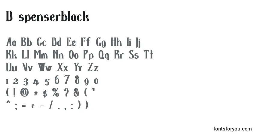 A fonte D spenserblack – alfabeto, números, caracteres especiais