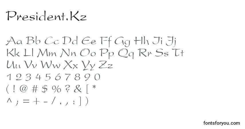 Schriftart President.Kz – Alphabet, Zahlen, spezielle Symbole