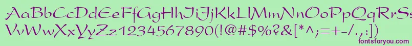 フォントPresident.Kz – 緑の背景に紫のフォント