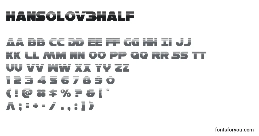 Czcionka Hansolov3half – alfabet, cyfry, specjalne znaki