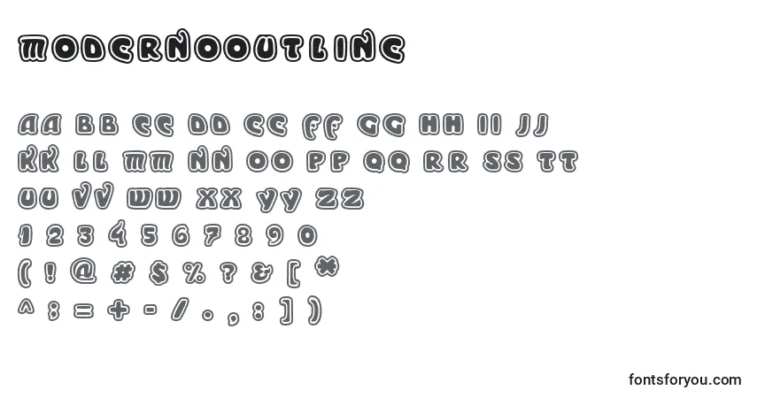 A fonte ModernoOutline – alfabeto, números, caracteres especiais