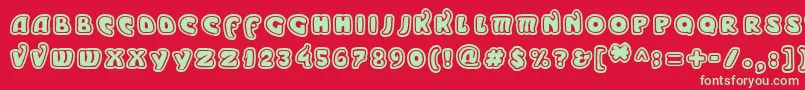 フォントModernoOutline – 赤い背景に緑の文字