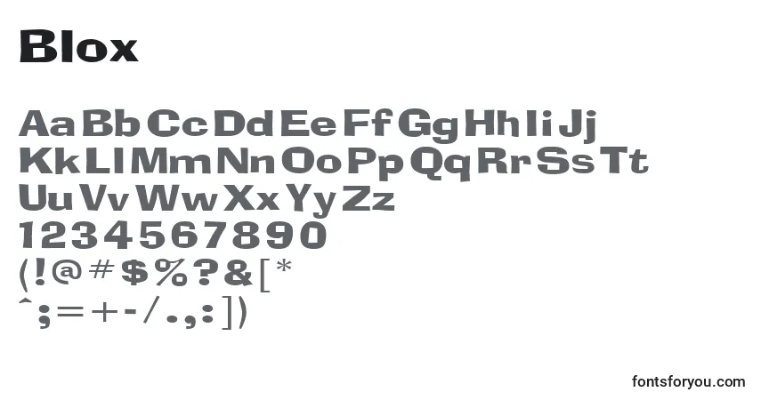 Blox-fontti – aakkoset, numerot, erikoismerkit