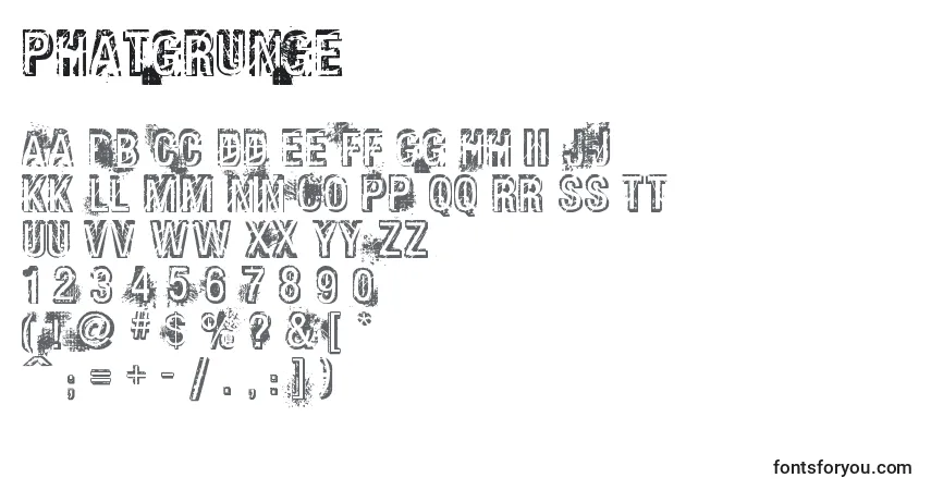 Schriftart Phatgrunge – Alphabet, Zahlen, spezielle Symbole