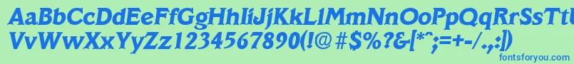 VeracruzBoldita-fontti – siniset fontit vihreällä taustalla