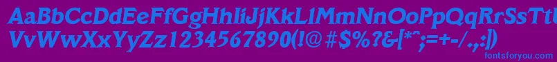 フォントVeracruzBoldita – 紫色の背景に青い文字